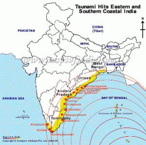 Tsunami Map India 26-12-2004